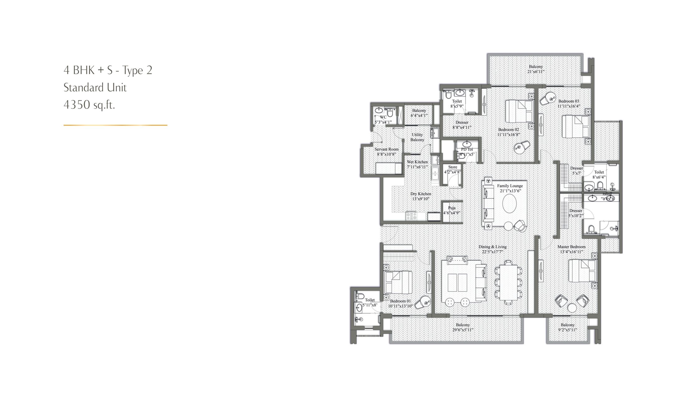 4 BHK + Servant Type 2 Standard 4350 sq ft